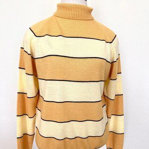 70's Mock Neck Striped Pullover Sweater - Size Medium/Large